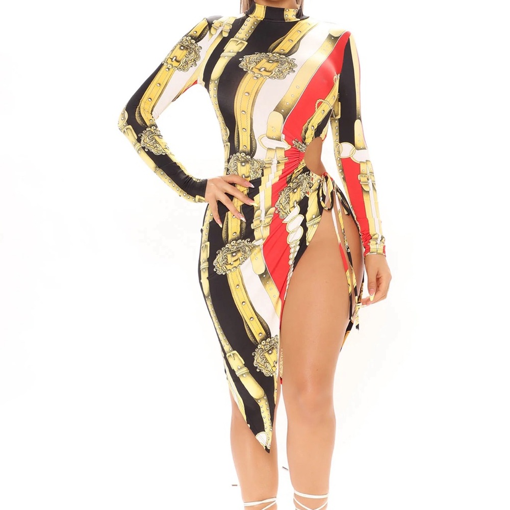 Midi Dress with High Split